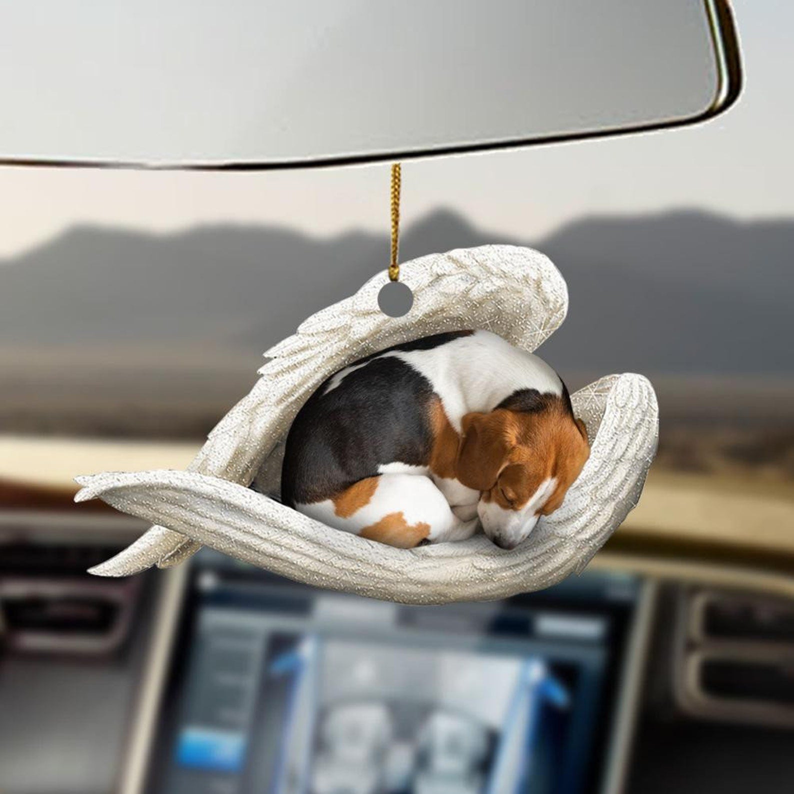 Beagle Sleeping Angel Car Hanging Decor Christmas Ornament