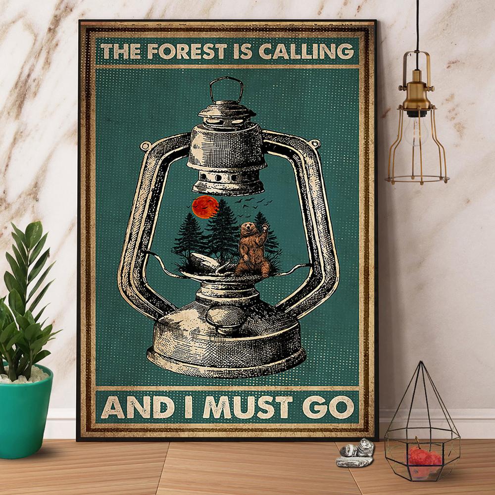 Bear Camping The Forest Is Calling And I Must Go Satin Poster Portrait No Frame