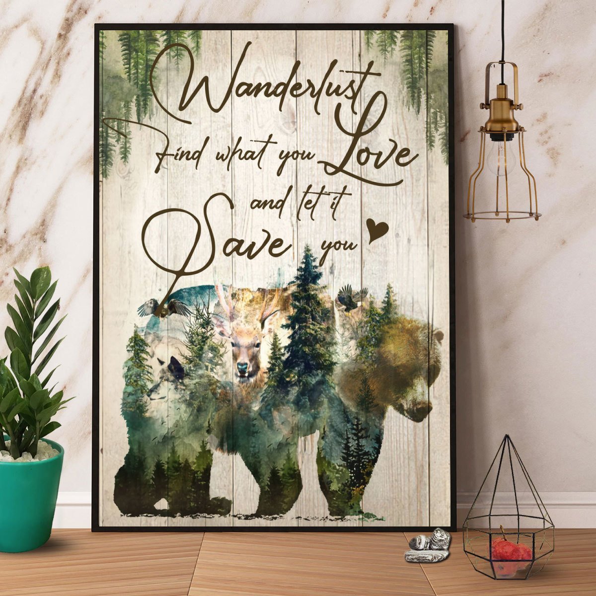 Bear Wanderlust Find What You Love And Let It Save You Satin Poster Portrait No Frame