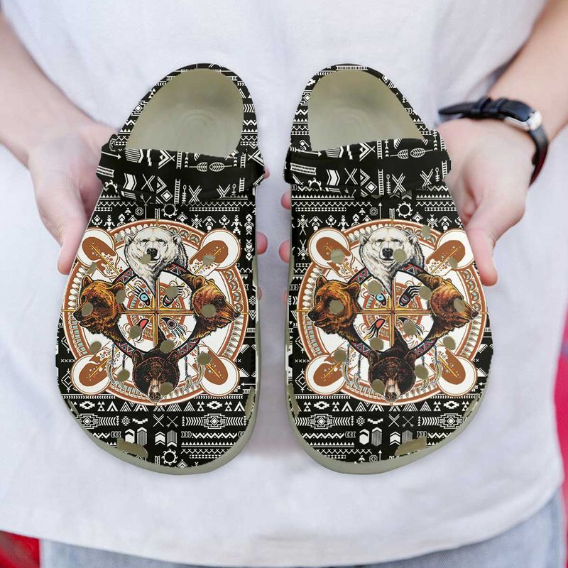 Bear Warrior Clog Shoes Wild Bear Indigenous Culture Native Art Spirit Men And Women Crocs Shoes High Quality Rubber