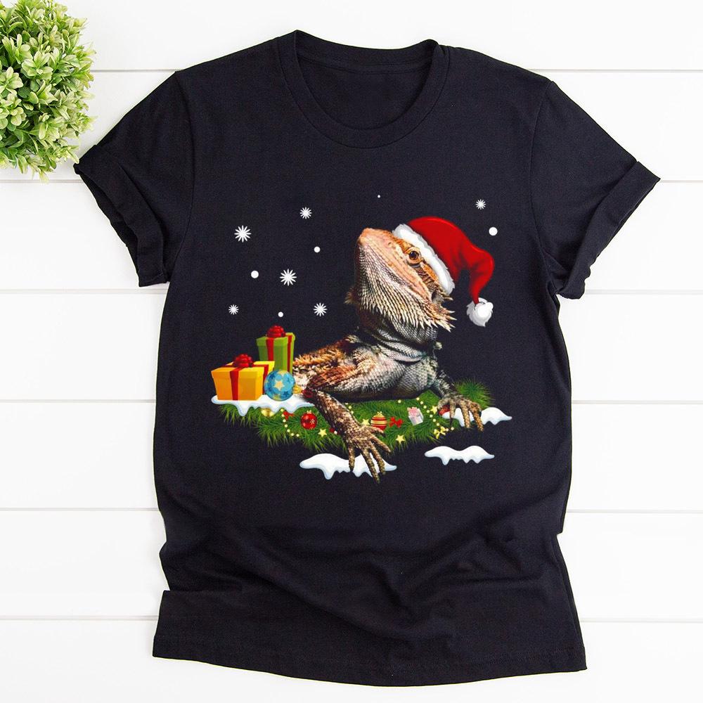 Bearded dragon santa merry christmas funny for bearded dragon lover T Shirt Black Unisex S-6XL