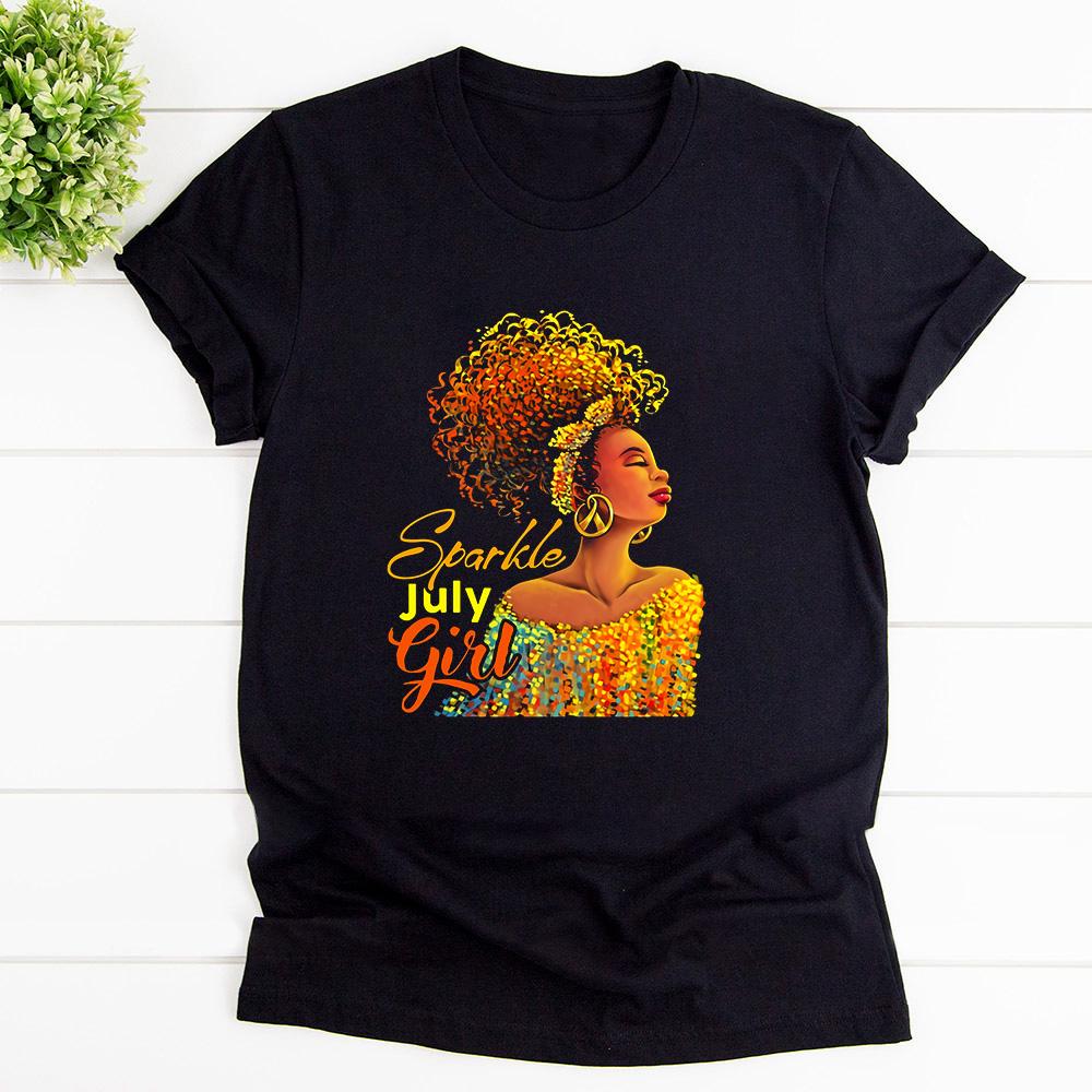 Beautiful Girl Sparkle July Girl Charming Girl T Shirt Black Unisex S-6XL