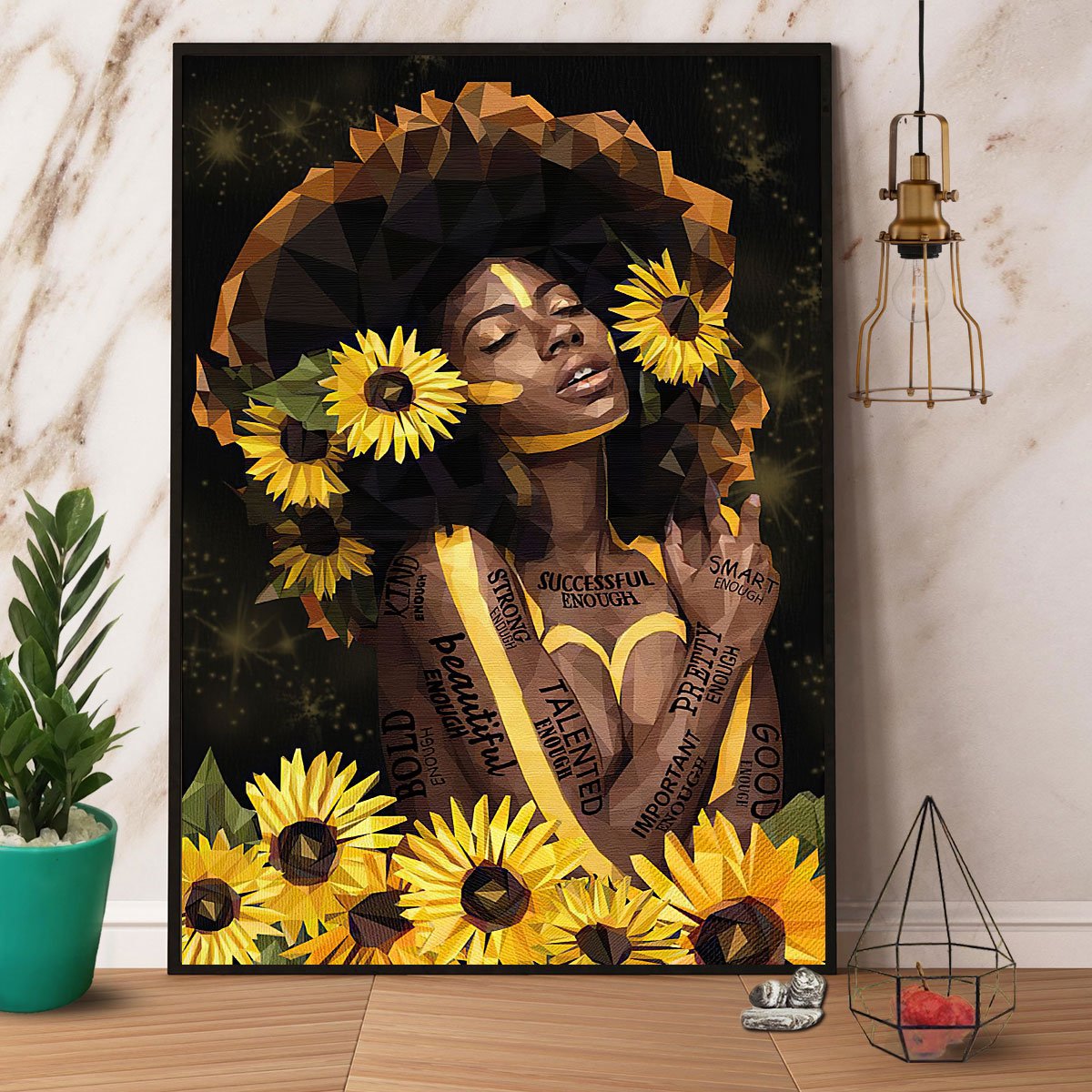 Beautiful Girl With Sunflowers Satin Poster Portrait No Frame