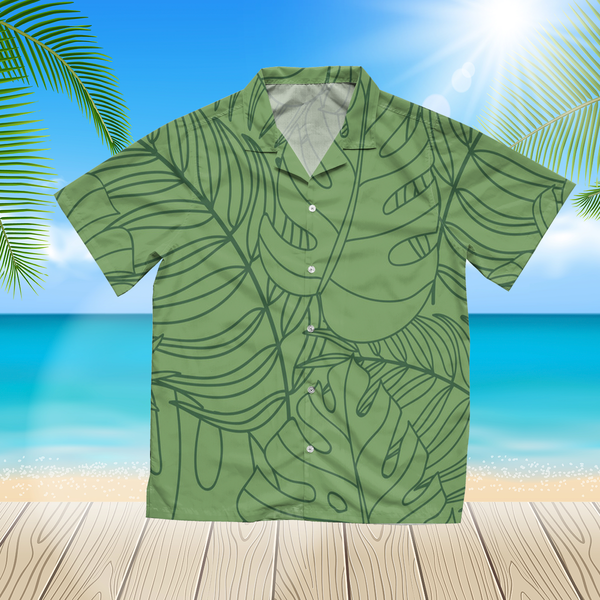 Beautiful seamless tropical jungle floral pattern Green 3d hawaii Shirt