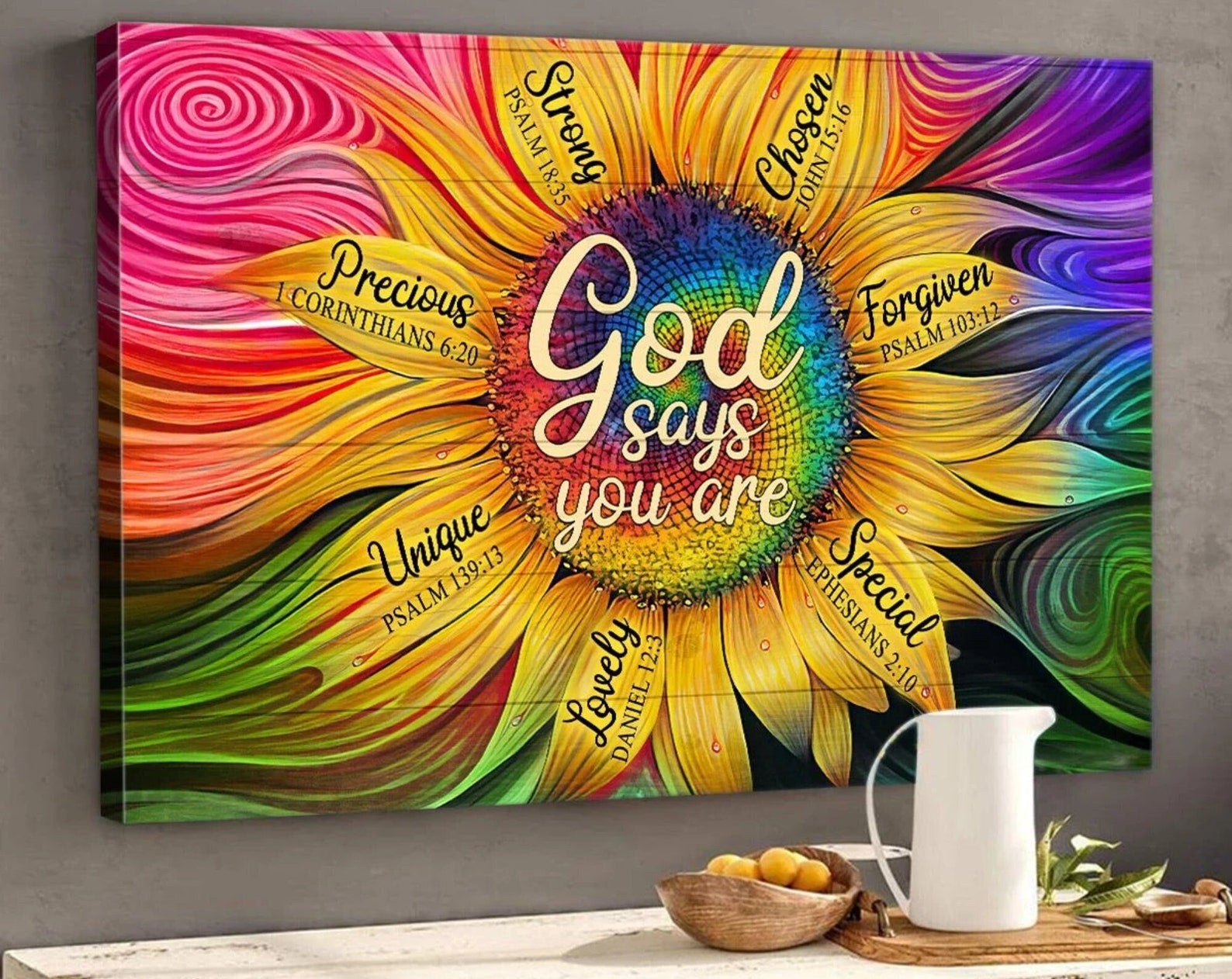 Beautiful Sunflower God Say You Are God Anniversary Wedding Birthday Christmas Gift Frame Wrapped Canvas Home Decor full size