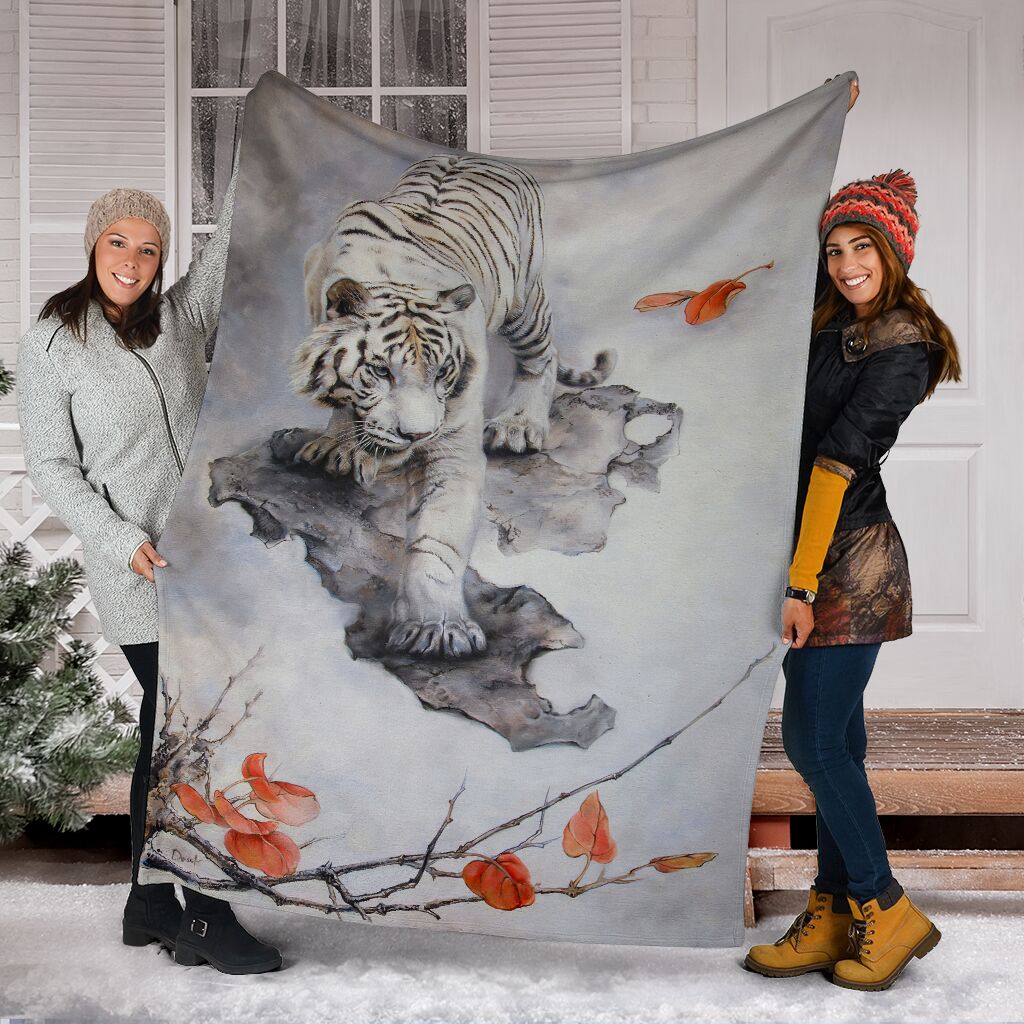 Beautiful White Tiger Fleece Blanket