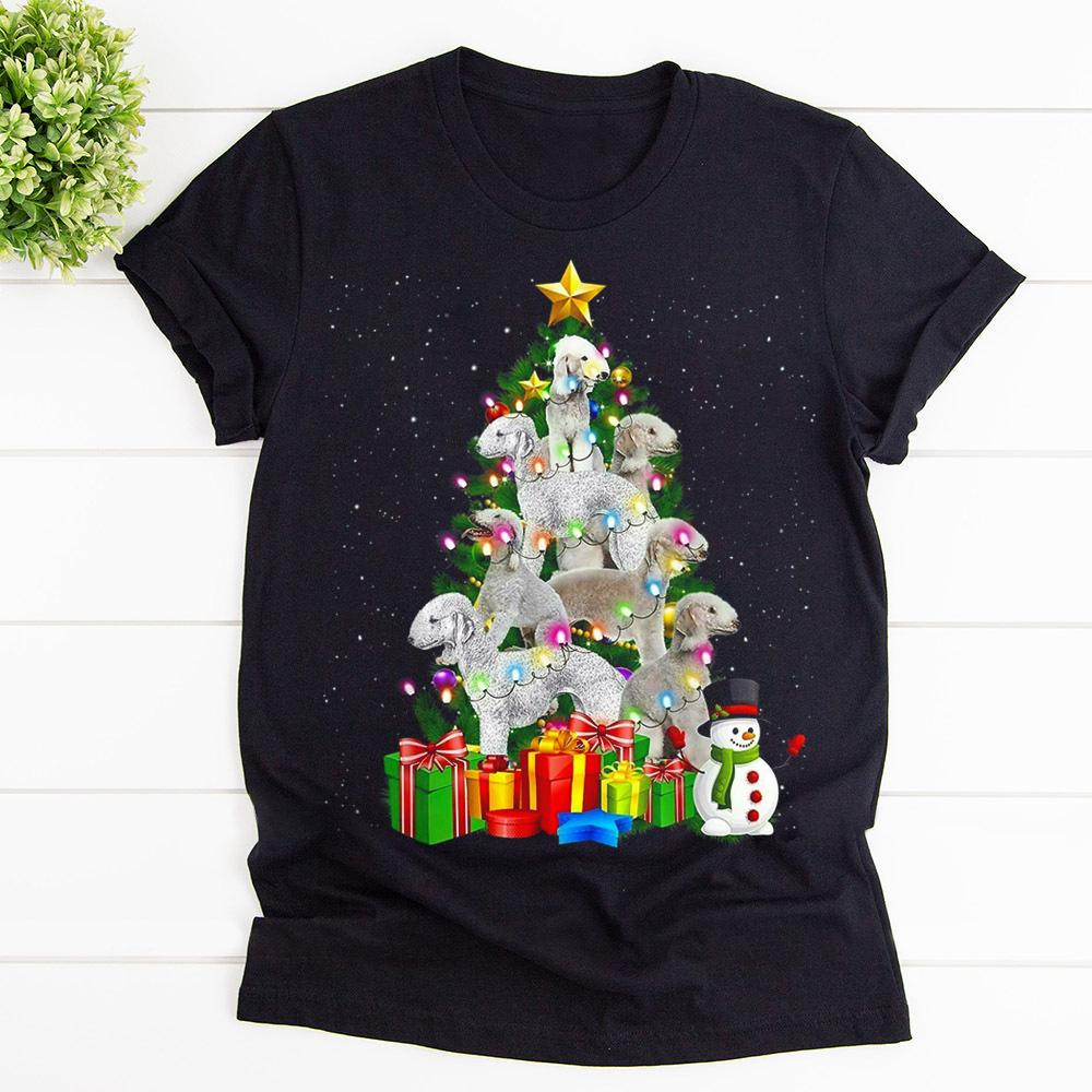 Bedlington terrier christmas tree funny bedlington terrier christmas fift T Shirt Black Unisex S-6XL