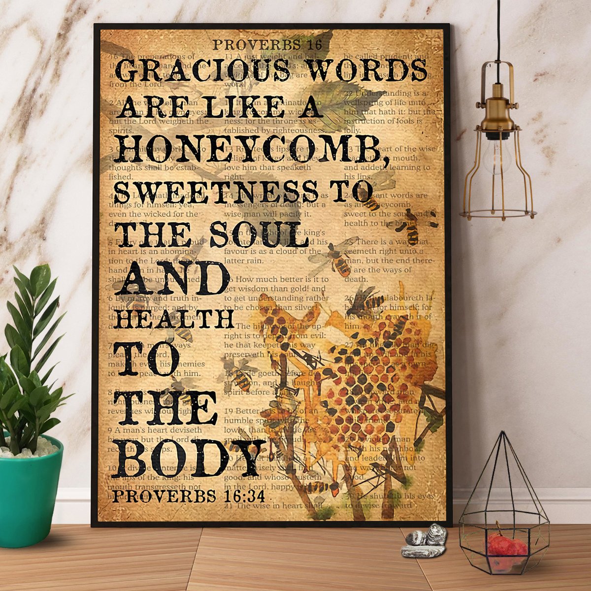 Bee Gracious Words Are Like A Honeycomb Satin Poster Portrait No Frame