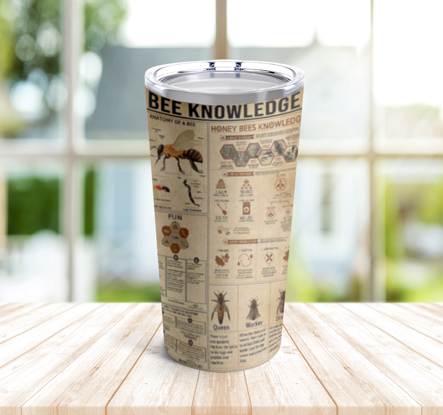 Bee Knowledge Tumbler Stainless Steel 20oz