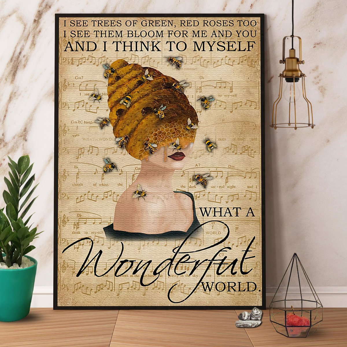 Bee Lady What A Wonderful World Satin Poster Portrait No Frame