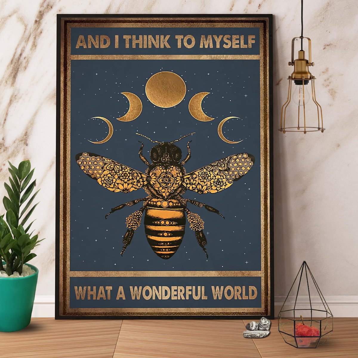 Bee & Moon What A Wonderful World Satin Poster Portrait No Frame