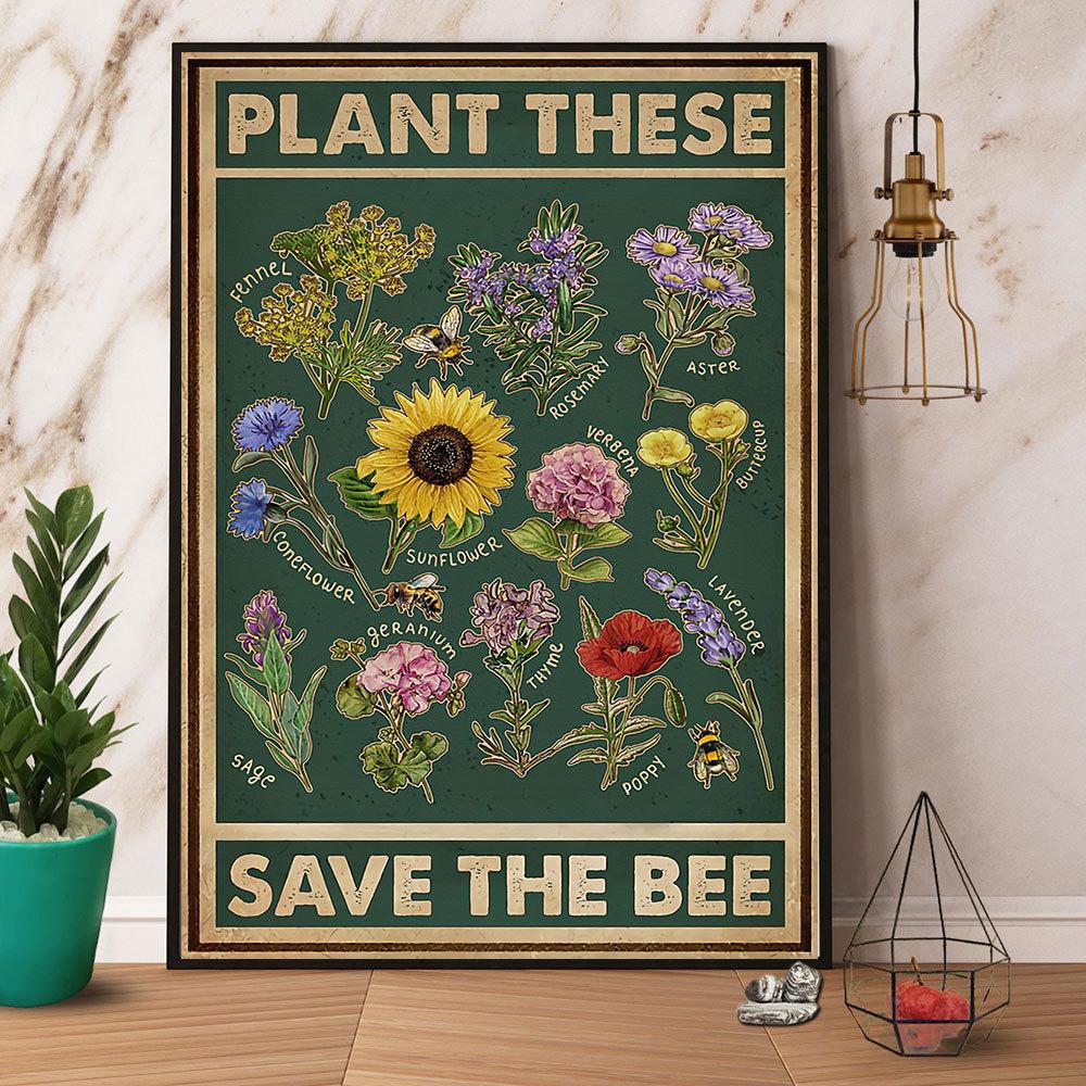 Bee Plant These Save The Bee Satin Poster Portrait No Frame