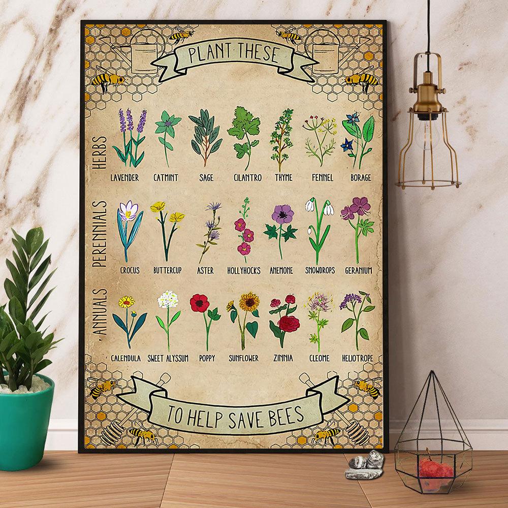 Bee Plant These To Help Save Bees Satin Poster Portrait No Frame