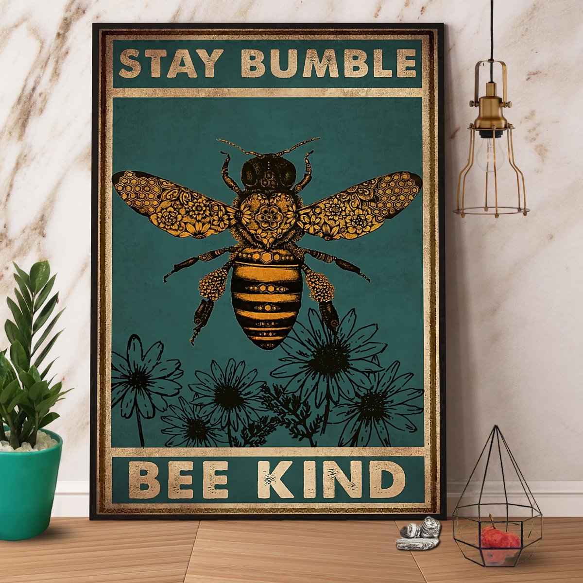 Bee Stay Bumble Bee Kind Satin Poster Portrait No Frame