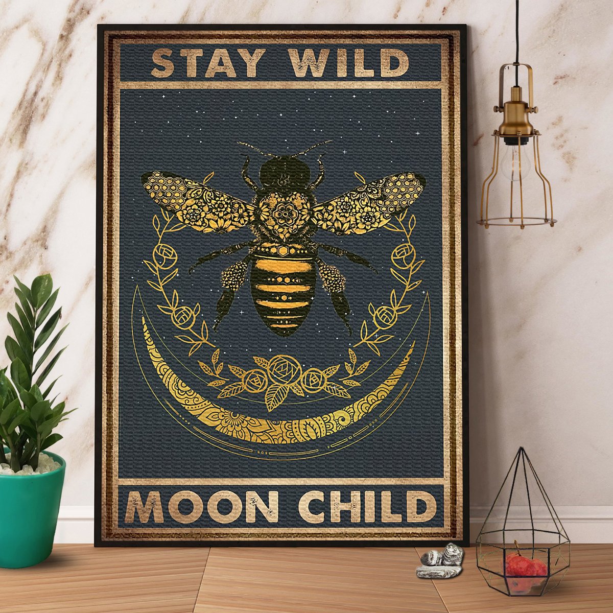 Bee Stay Wild Moon Child Satin Poster Portrait No Frame