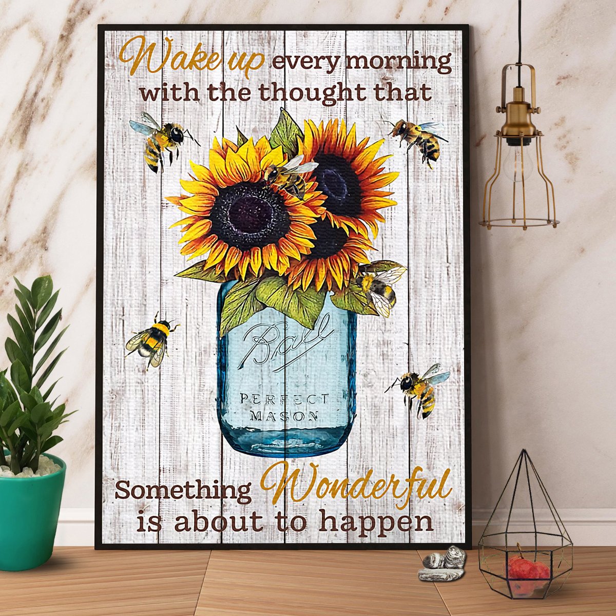 Bee Sunflower Wake Up Every Morning With The Thought That Satin Poster Portrait No Frame