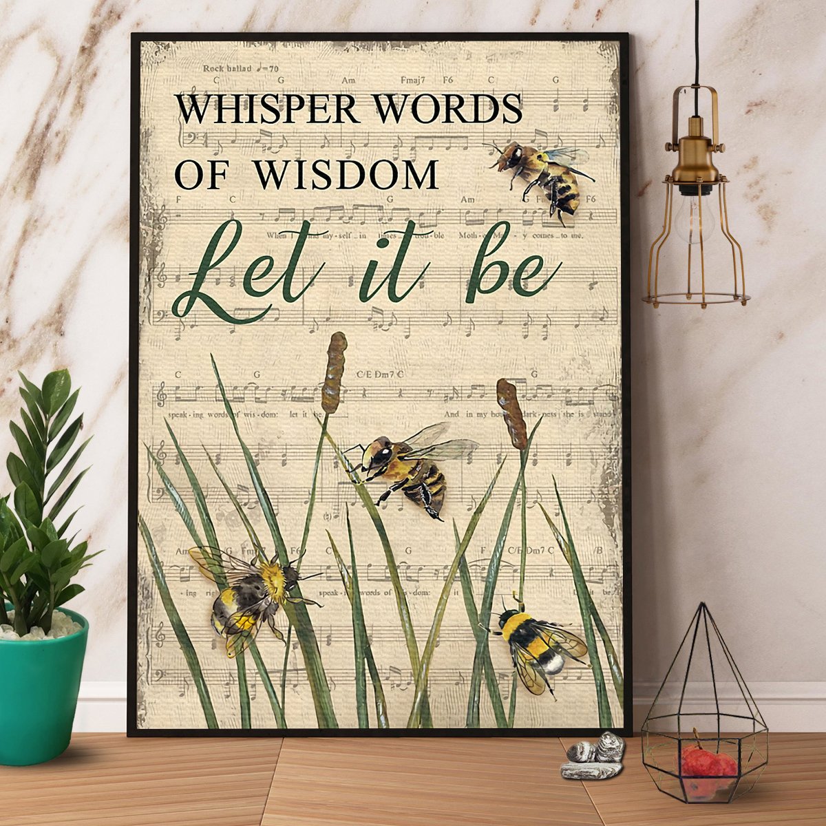 Bee Whisper Words Of Wisdom Let It Be Satin Poster Portrait No Frame