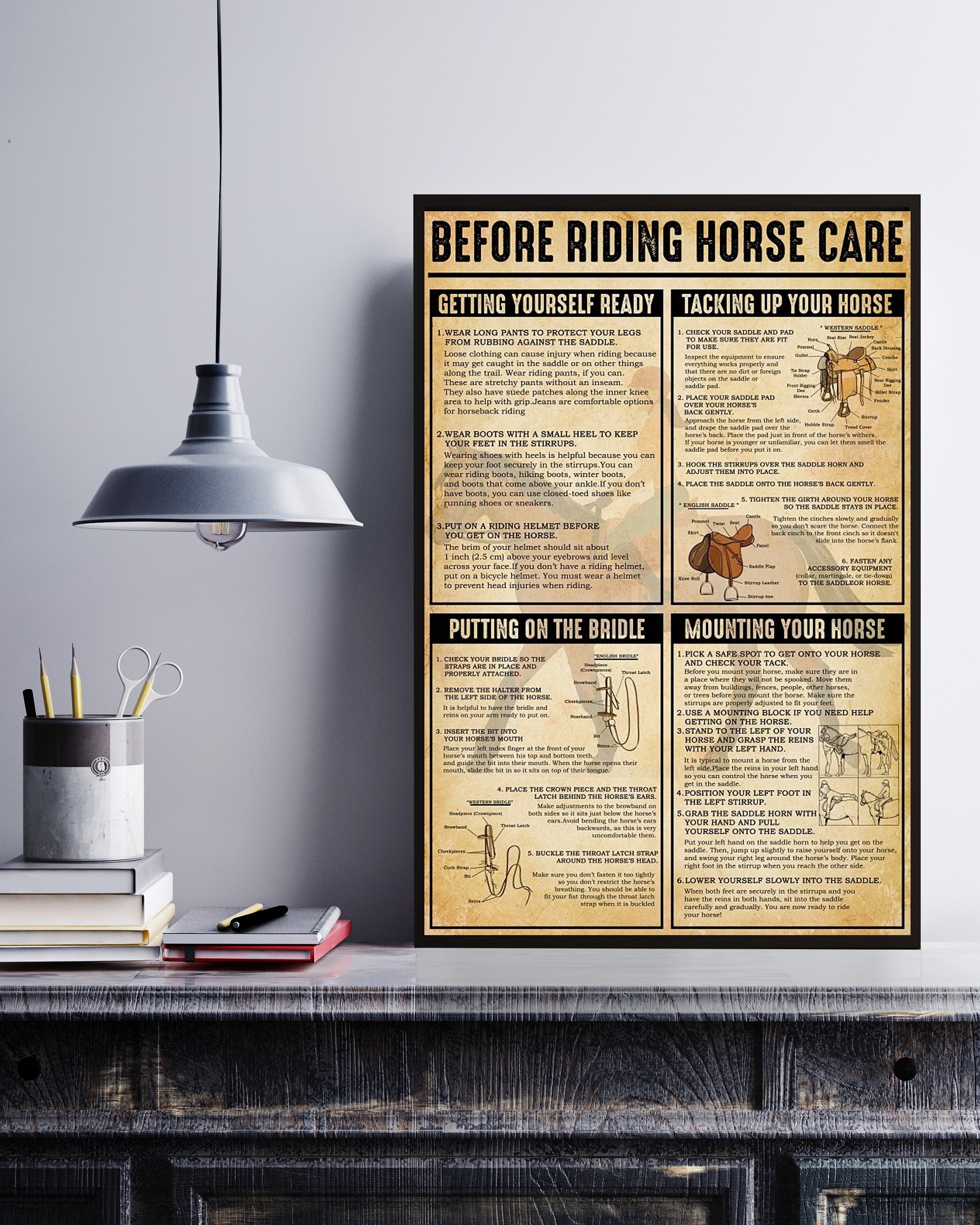 Before Riding Horse Care Vertical Poster No Frame