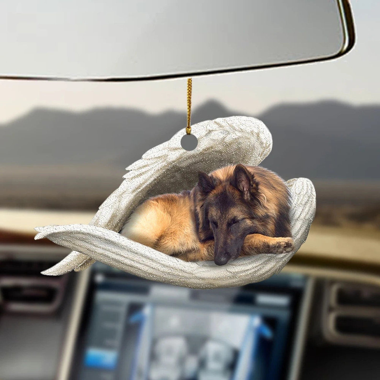 Belgian Shepherd Sleeping Angel Belgian Shepherd Lovers Dog Mom Dog Car Hanging Car Hanging Accessories Car Decor Christmas Ornament