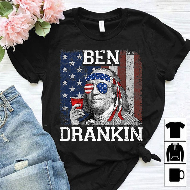 Ben Drankin Beer 4th Of July Funny Patriotic Usa T-shirt Unisex S-6xl