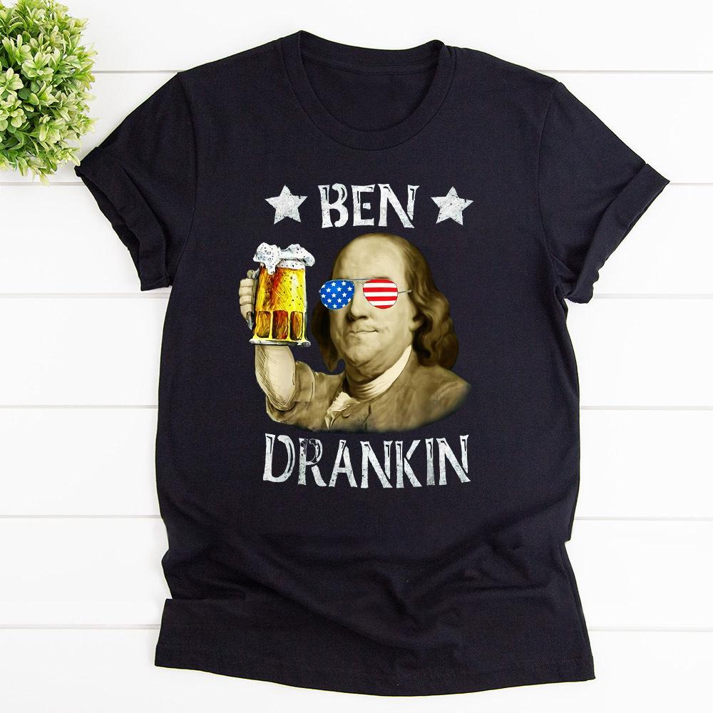 Ben Franklin Ben Drankin 4Th Of July Cotton T Shirt Black Unisex S-6XL