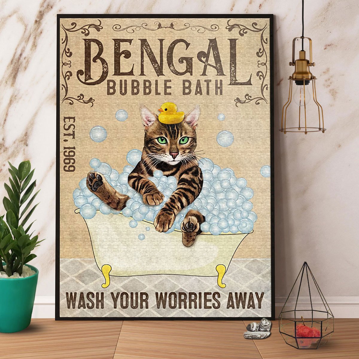 Bengal Bubble Bath Wash Your Worries Away Satin Poster Portrait No Frame