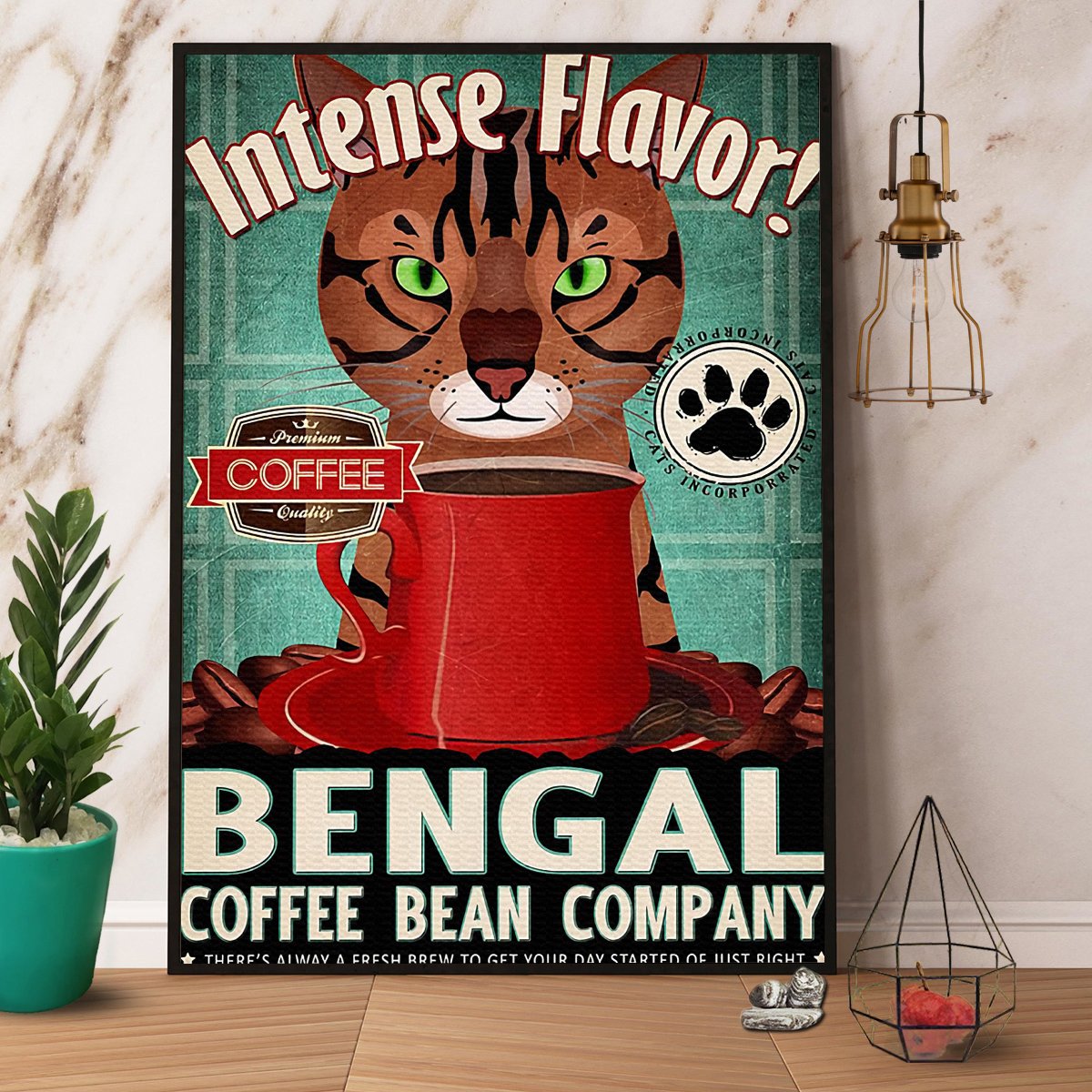 Bengal Cat Intense Flavor Bengal Coffee Bean Company Satin Poster Portrait No Frame