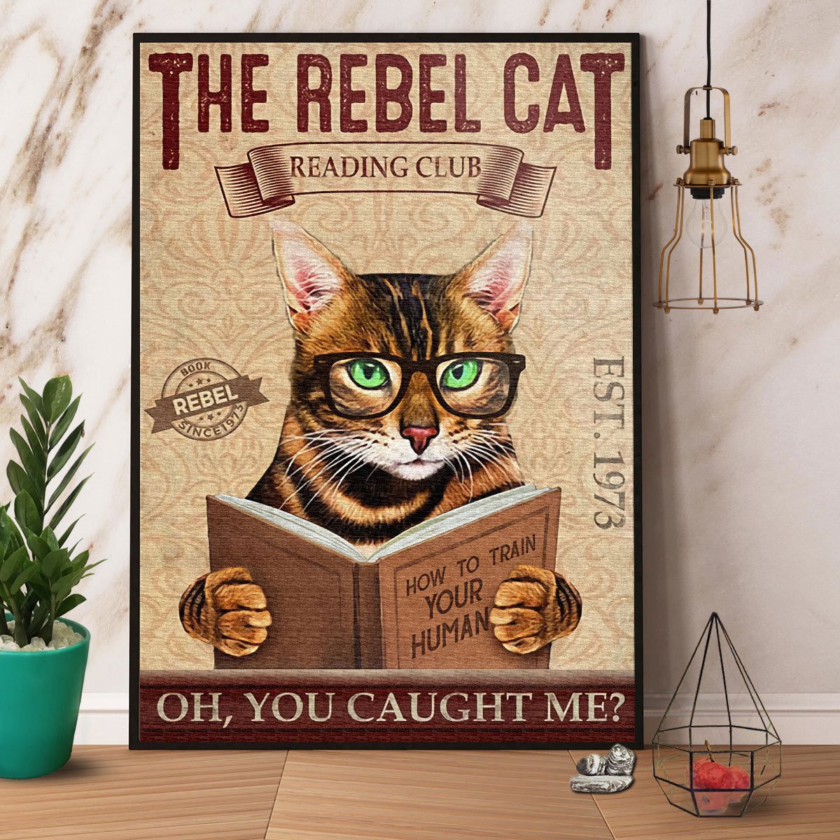 Bengal Cat Reading Club You Caught Me Satin Poster Portrait No Frame