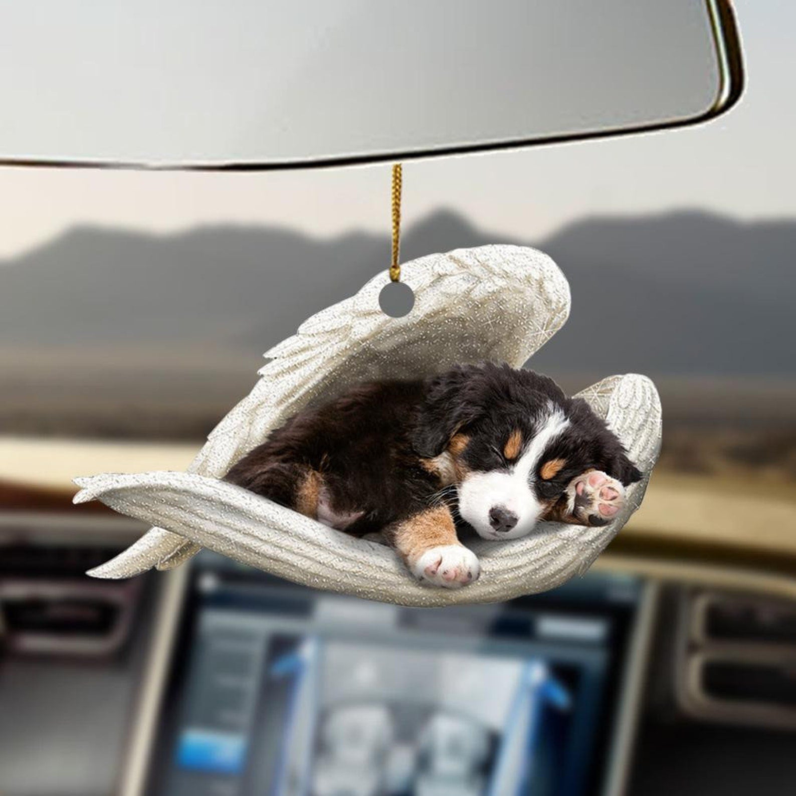 Bernese Mountain Sleeping Angel Bernese Mountain Lovers Dog Moms Car Hanging Decor Christmas Ornament