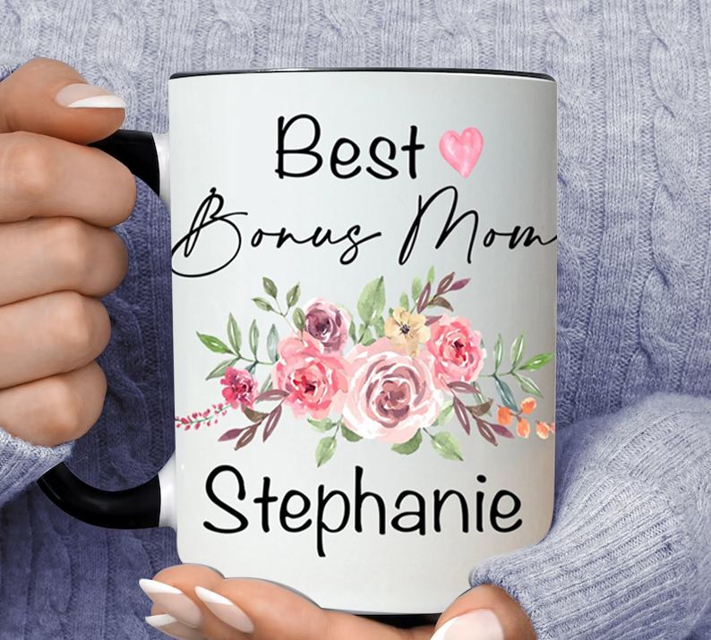 Best Bonus Mom Personalized Name Stephanie Inner Color Accent Mug 11oz Coffee Tea Cup
