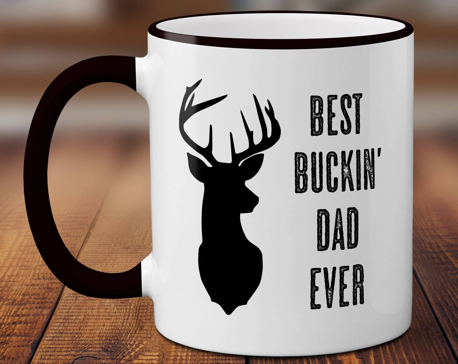 Best Buckin Dad Ever Father's Day Hunting Funny Ceramic Dad Christmas Gift Inner Color Accent Mug 11oz Coffee Tea Cup