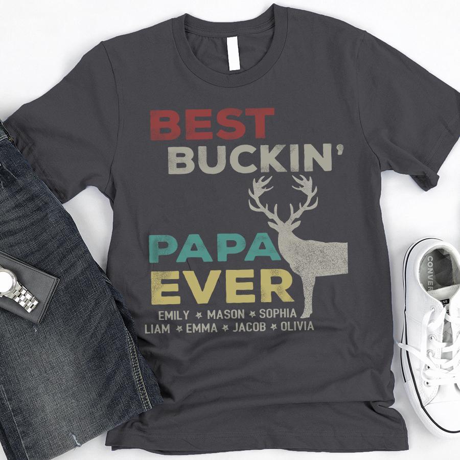 Best Buckin' Papa Ever T Shirt Dark Heather Unisex S-6XL