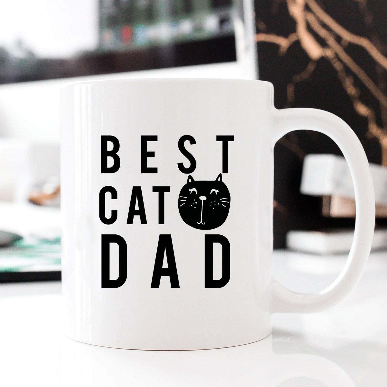 Best Cat Dad Cat Lover Mug White Ceramic 11-15oz Coffee Tea Cup