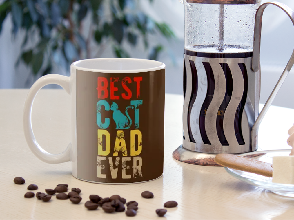 Best Cat Dad Ever Funny Fathers Day Mug Ceramic 11-15oz Coffee Tea Cup