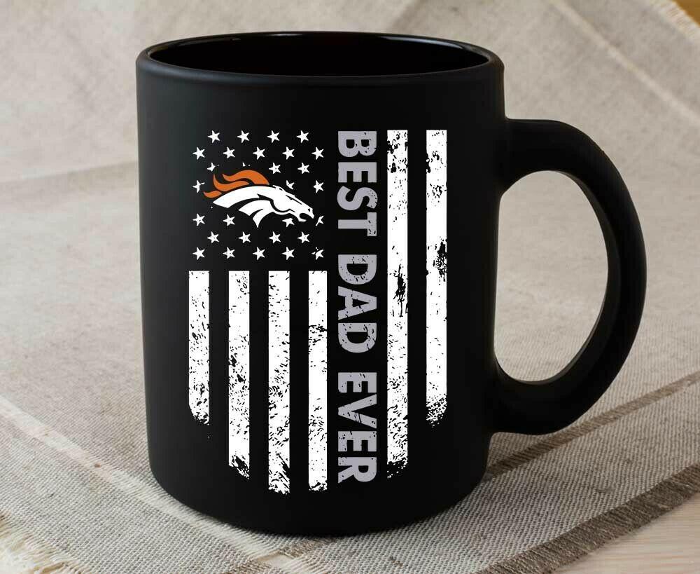 Best Dad Ever Denver Broncos Happy Father'S Day Coffee Tea Cup Mug Black Ceramic 11-15oz Coffee Tea Cup