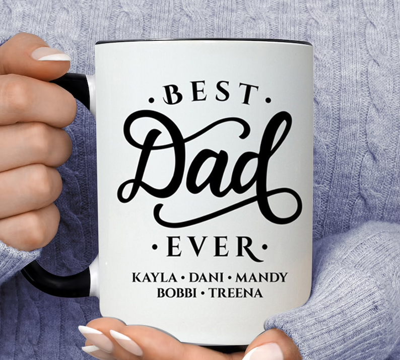 Best Dad Ever Gift Father's Day Personalized Name Kayla Inner Color Accent Mug 11oz Coffee Tea Cup