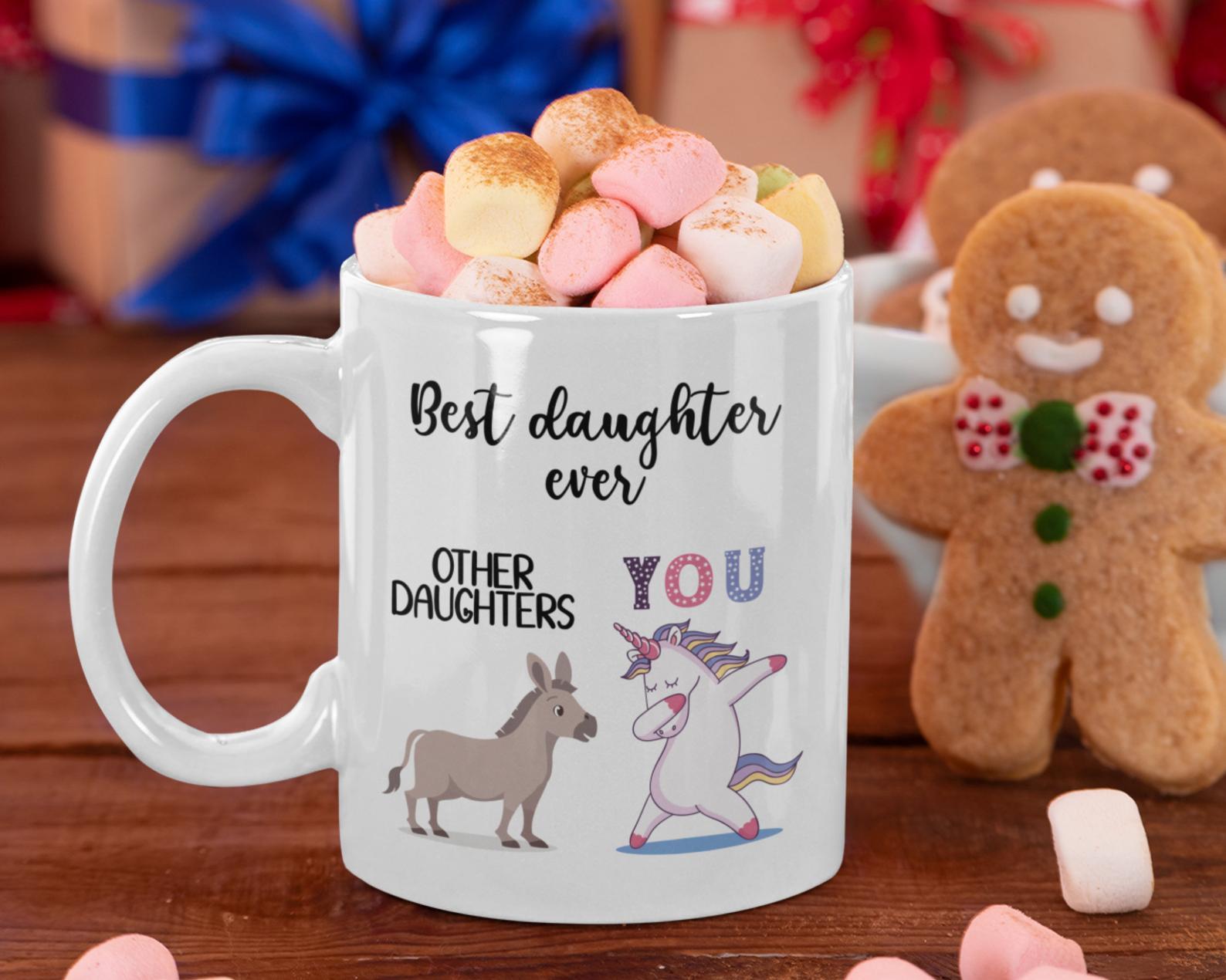 Best Daughter Ever Unicorn Cute Birthday Gift for Daughter Funny Daughter Birthday Gift Cute Christmas Gift Mug White Ceramic 11-15oz Coffee Tea Cup