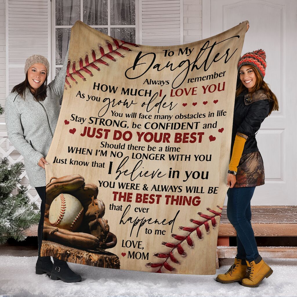 Best Gift To My Daughter (Baseball) Fleece Blanket