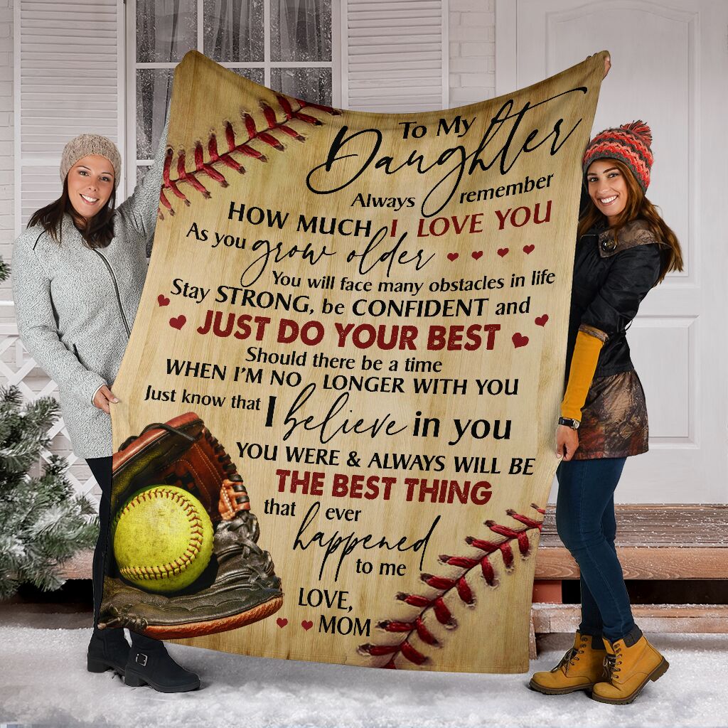 Best Gift To My Daughter (Softball) Fleece Blanket