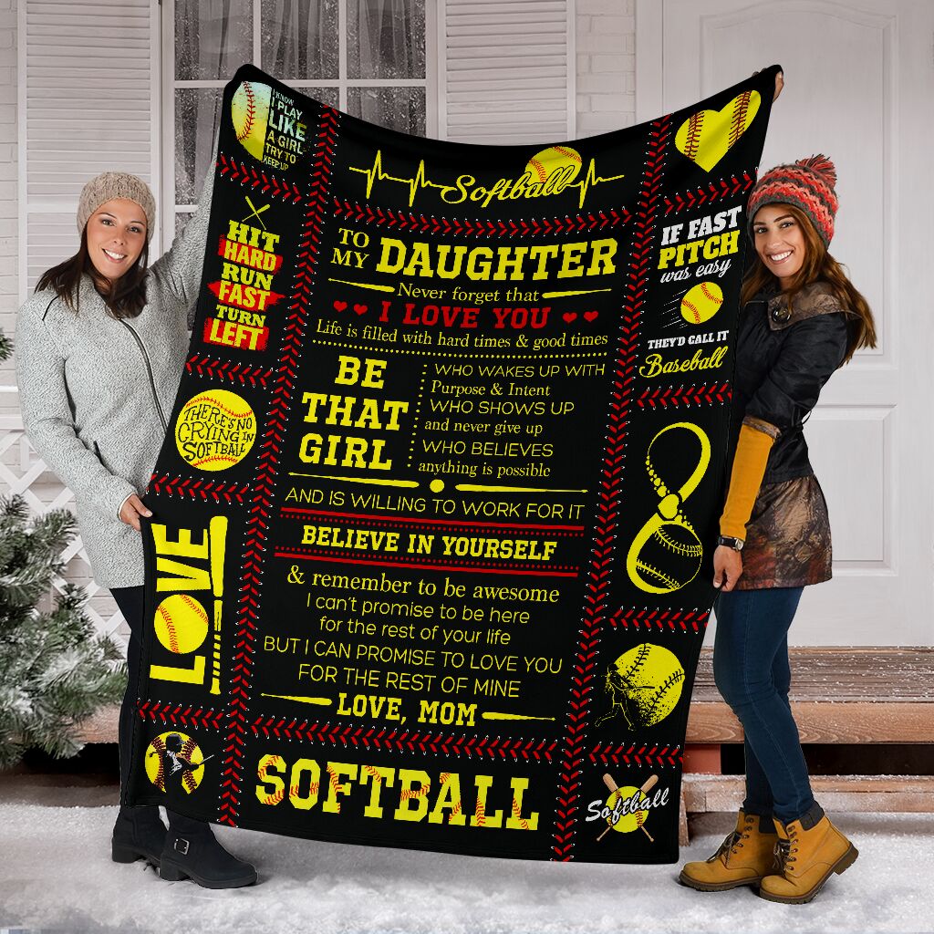 Best Gift To My Daughter (Softball) Fleece Blanket