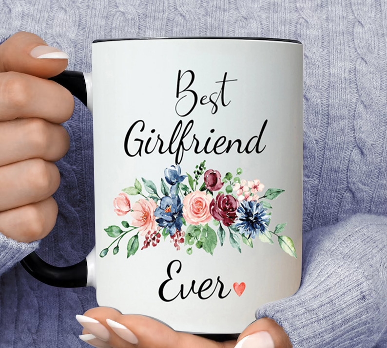 Best Girlfriend Personalized Name Ever Inner Color Accent Mug 11oz Coffee Tea Cup