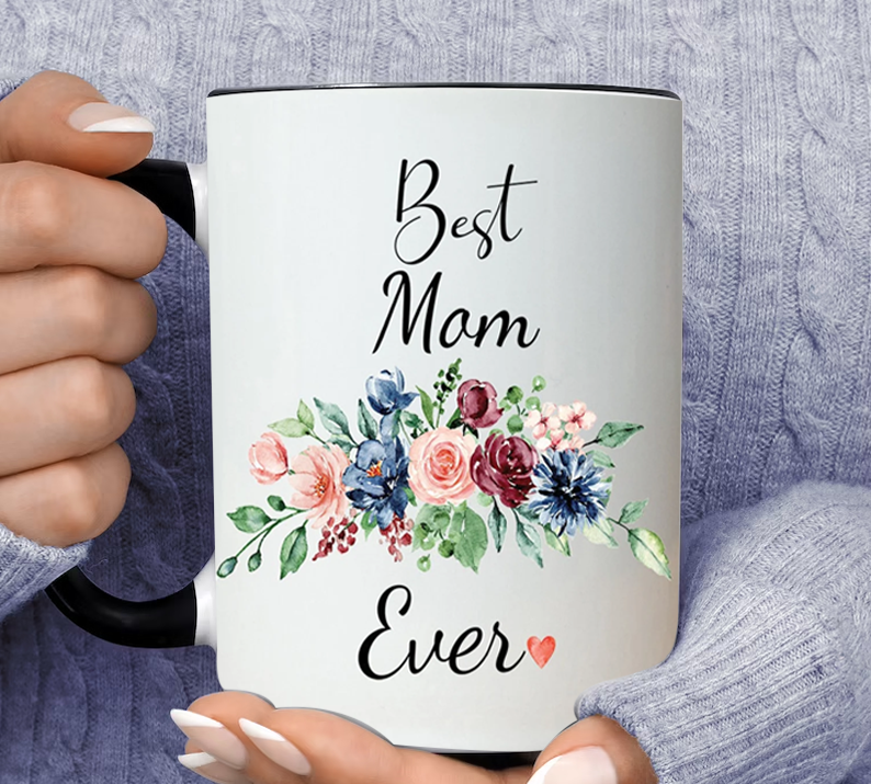 Best Mom Personalized Name Ever Inner Color Accent Mug 11oz Coffee Tea Cup