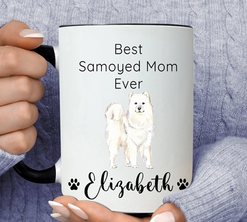 Best Samoyed Mom Ever Personalized Name Elizabeth Inner Color Accent Mug 11oz Coffee Tea Cup