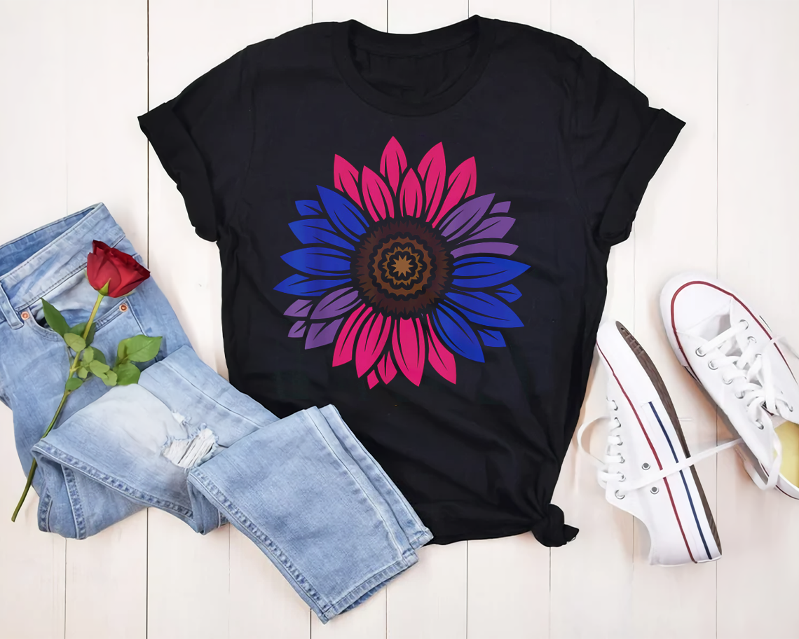 Bi Bisexual Sunflower Pride Flag Lgbt Ally Gift T-shirt Unisex S-6xl