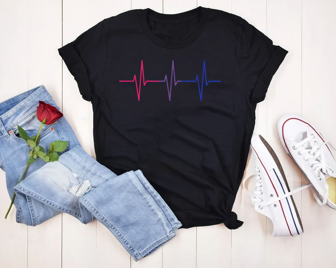 Bi Pride Lgbt Bisexual Heartbeat T-shirt Unisex S-6xl