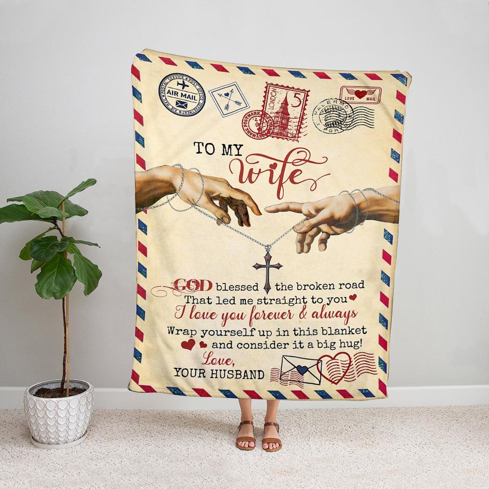 Bible husband to my wife wrap yourself up in this blanket consider it a big hug air mail Fleece Blanket