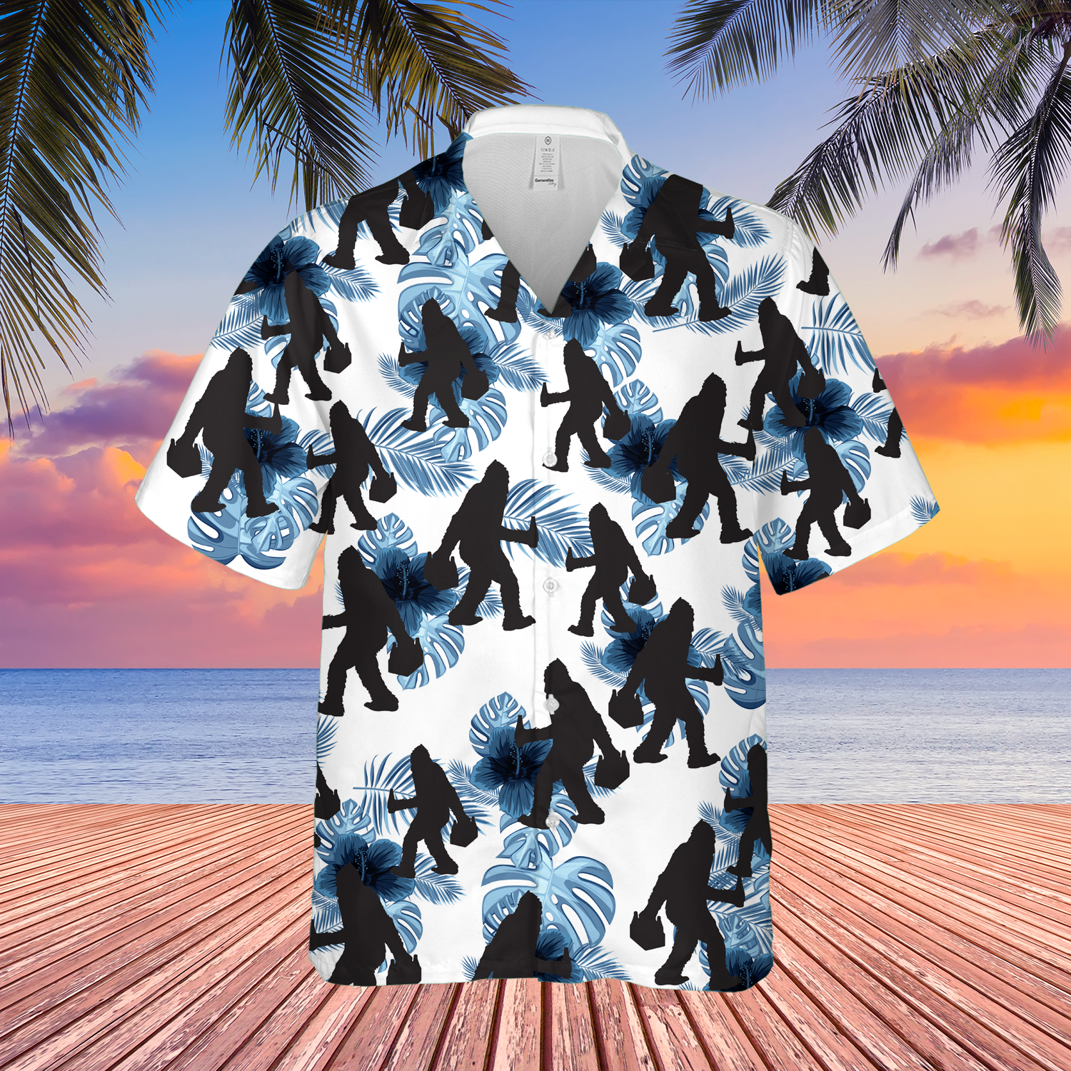 Big Foot Hawaiian Sleeve 3d Shirt For Women And Men