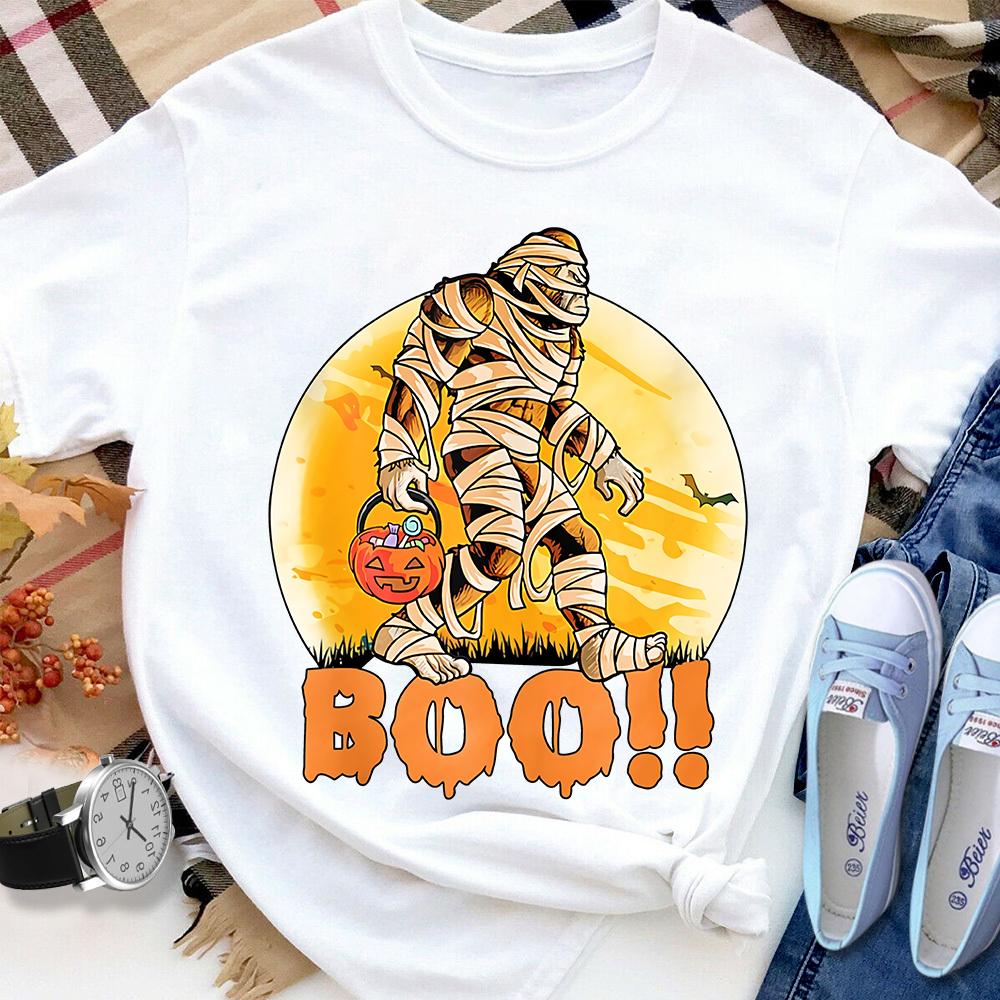 Bigfoot Boo Halloween Gift Women T Shirt White S-3XL