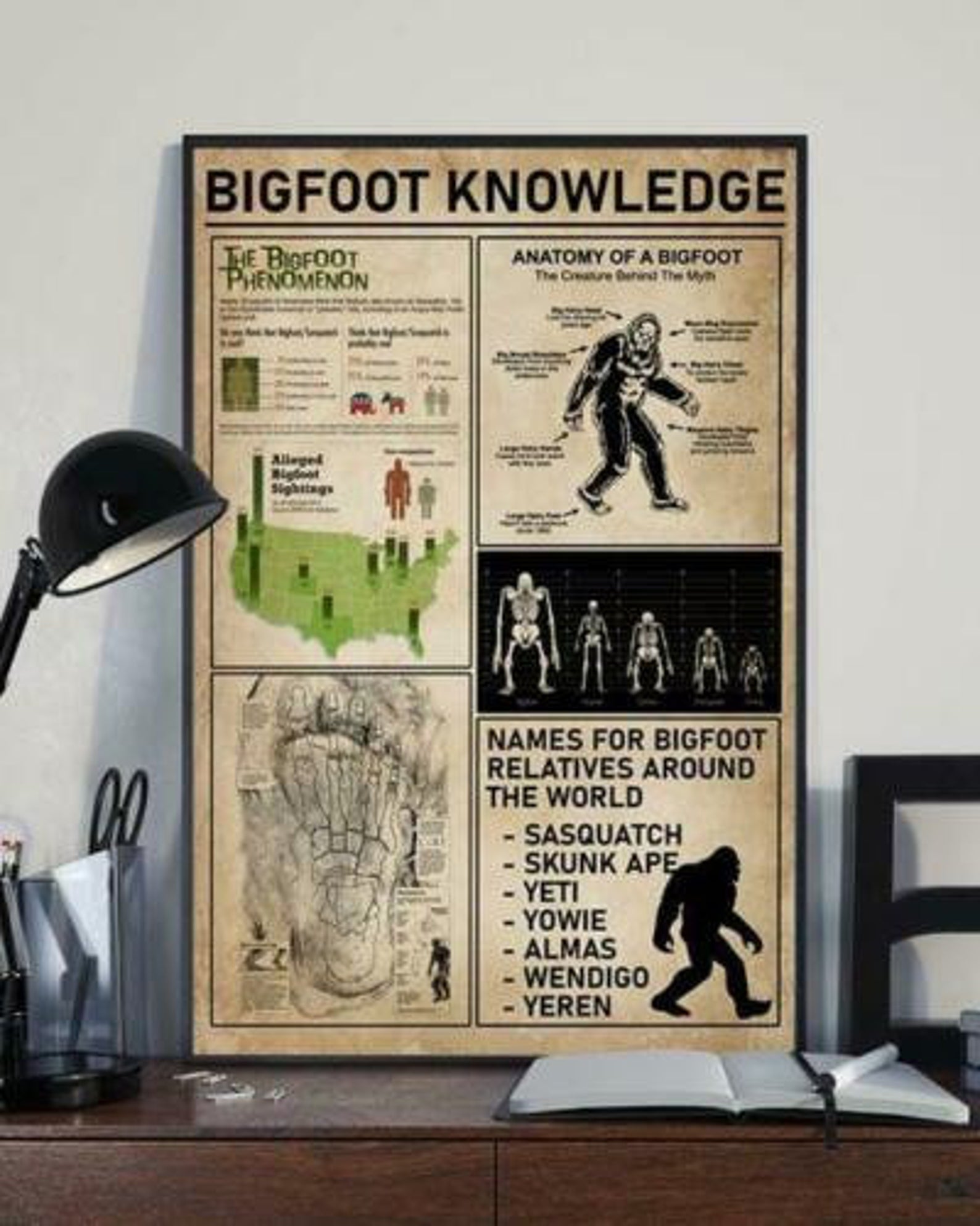 Bigfoot Knowledge Satin Poster Portrait no Frame