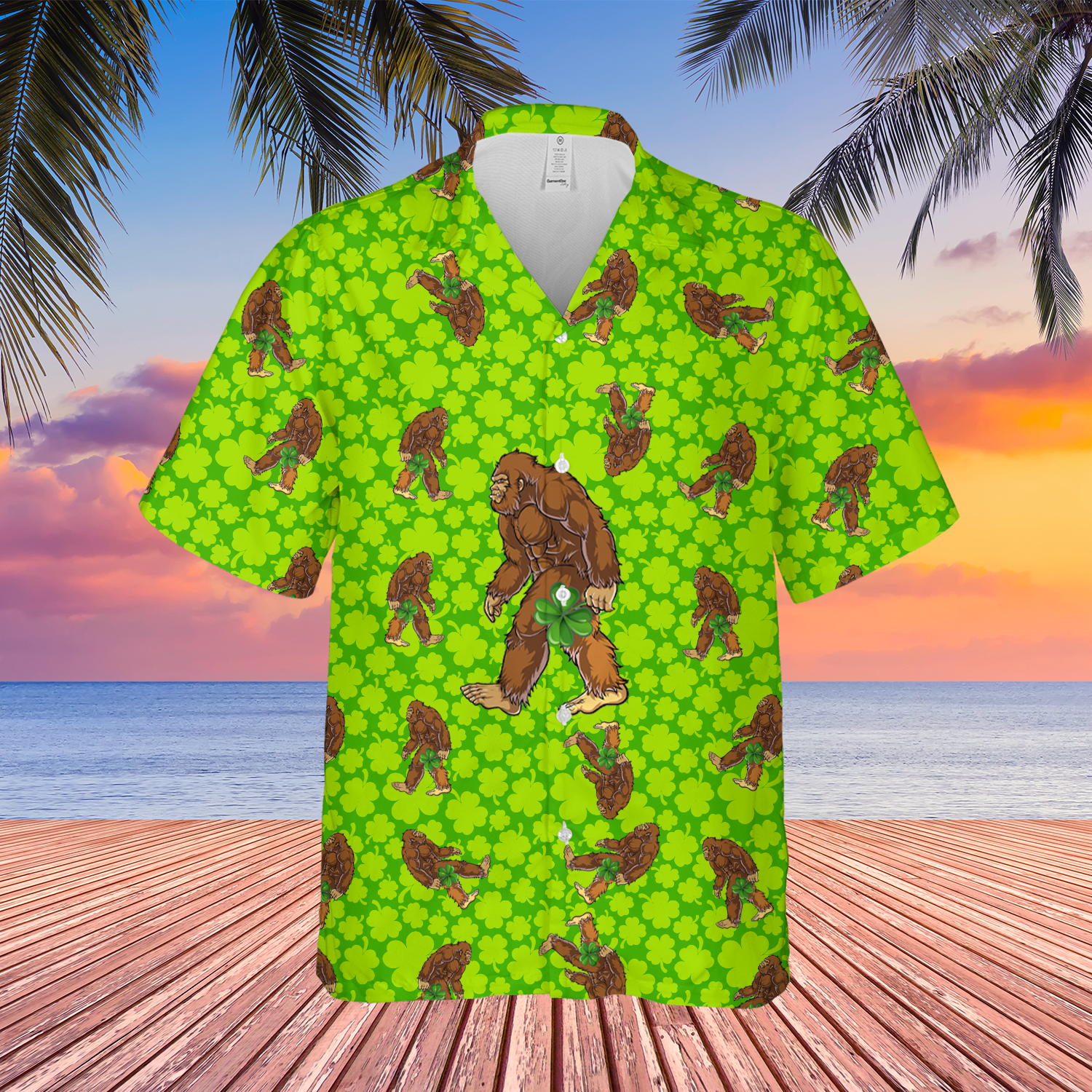 Bigfoot St. Patrick's Day Hawaiian 3d Shirt For Women And Men